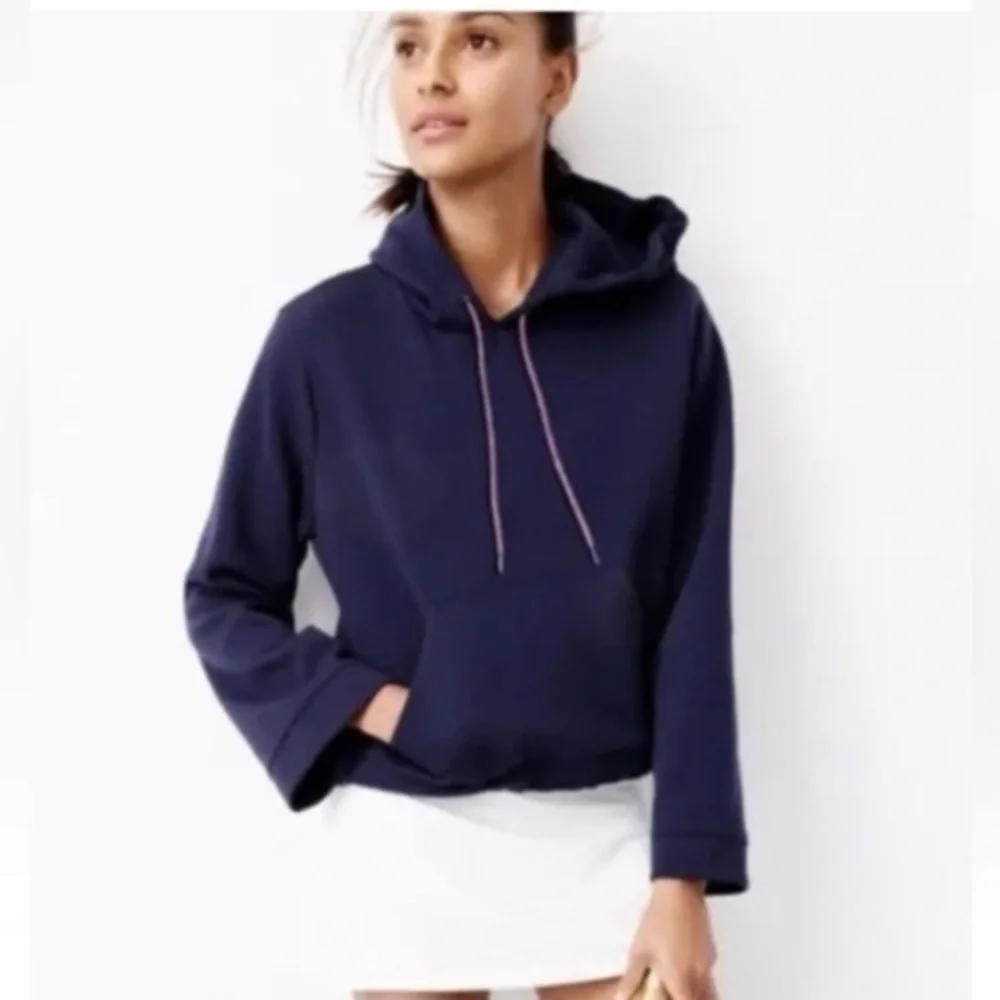 Women’s J. Crew Navy Blue Cropped Hooded Pullover Size XS Sweatshirt